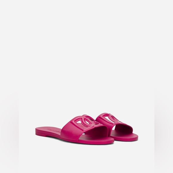 Dolce & Gabbana Rubber Beachwear Sliders Fuchsia Pink 39 - Picture 2 of 4